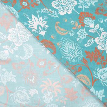 Viskose Voile Ibiza, Paisley Blumen Tiffany, Mint